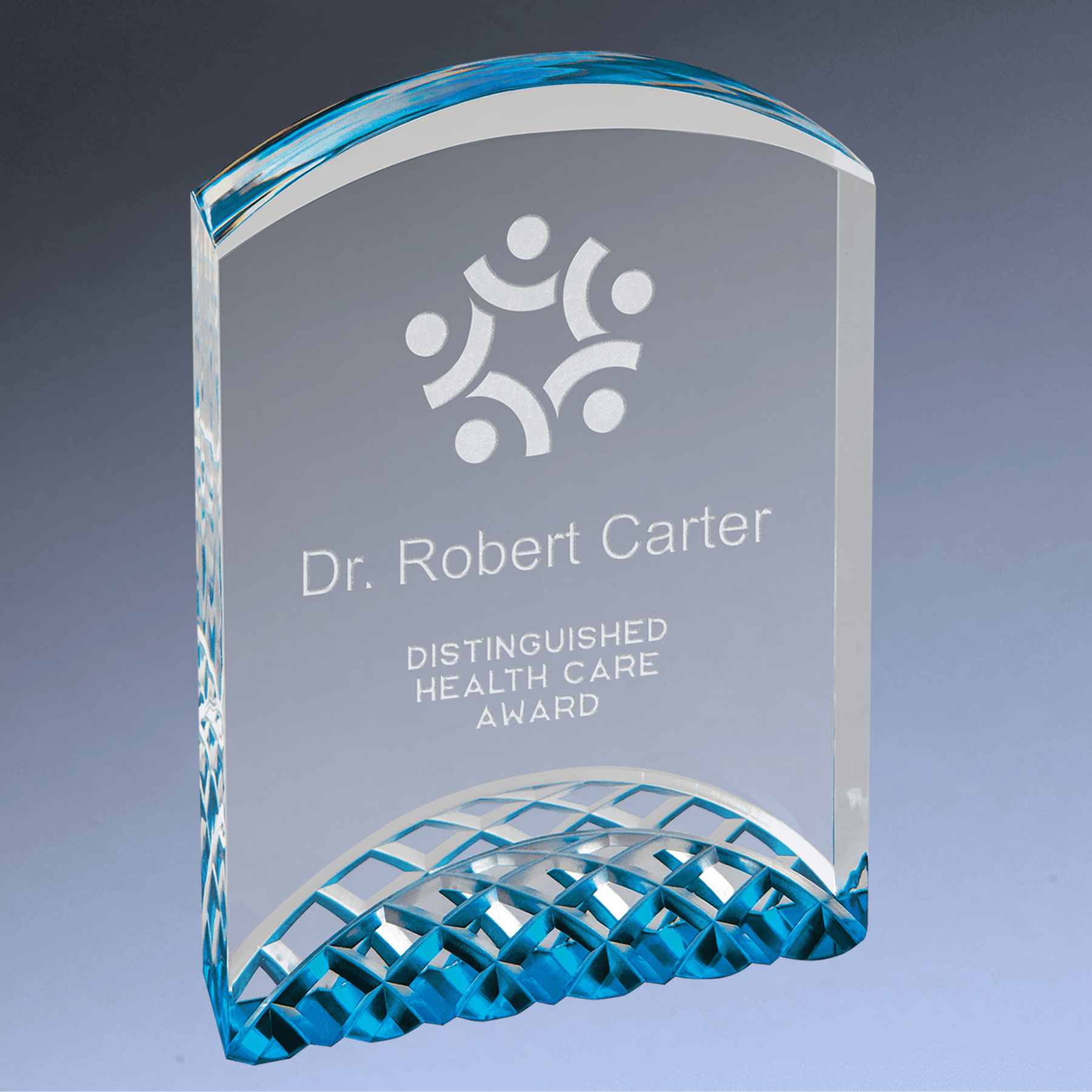 Horizon Acrylic Arch Award with Gold, Blue or Silver Accents Blue / 5"