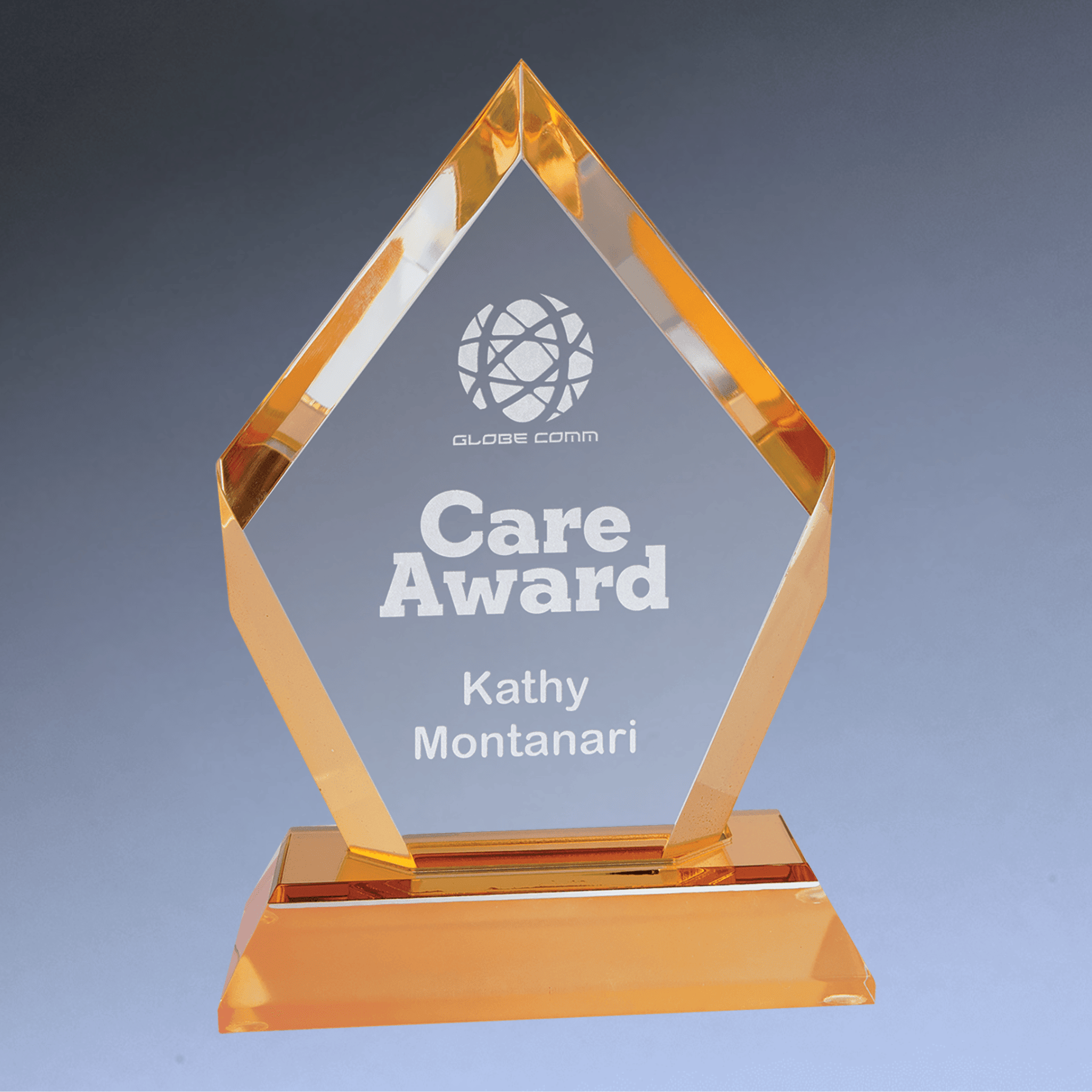 Diamond Impress Acrylic Award with Frosted Colored Base Gold / 6"