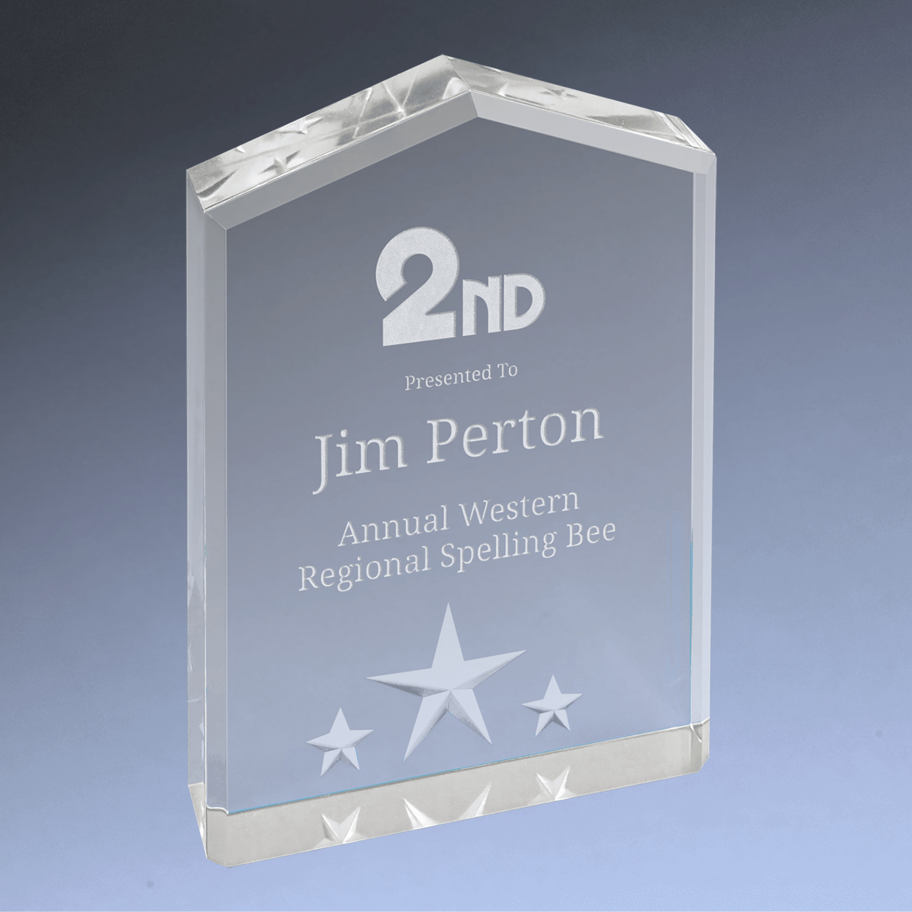 Star Point Acrylic Award with Star Embellishments and Color Accents Silver / 5"