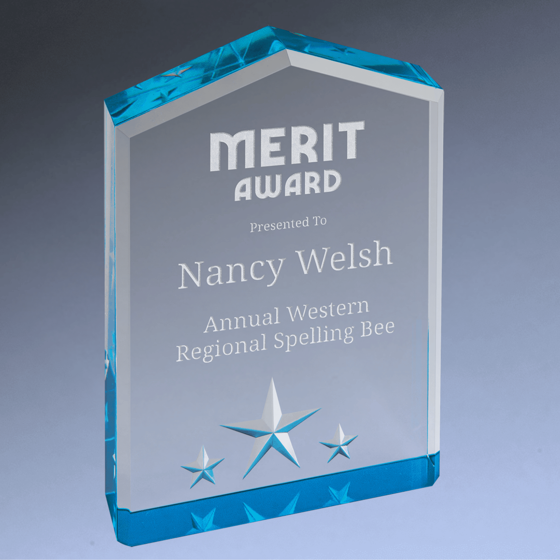 Star Point Acrylic Award with Star Embellishments and Color Accents Blue / 5"
