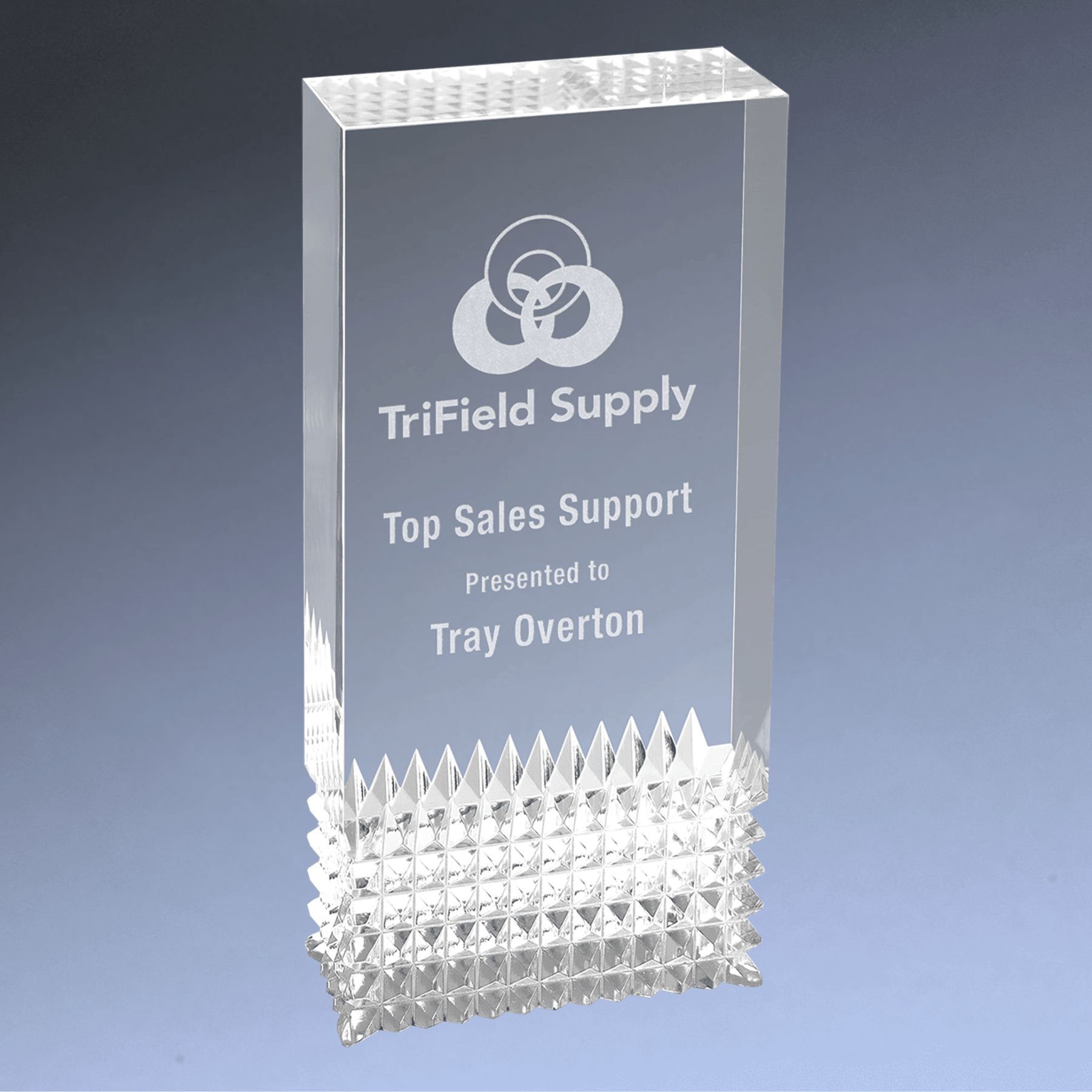Tribute Acrylic Awards with Diamond Cut Base and Color Accents