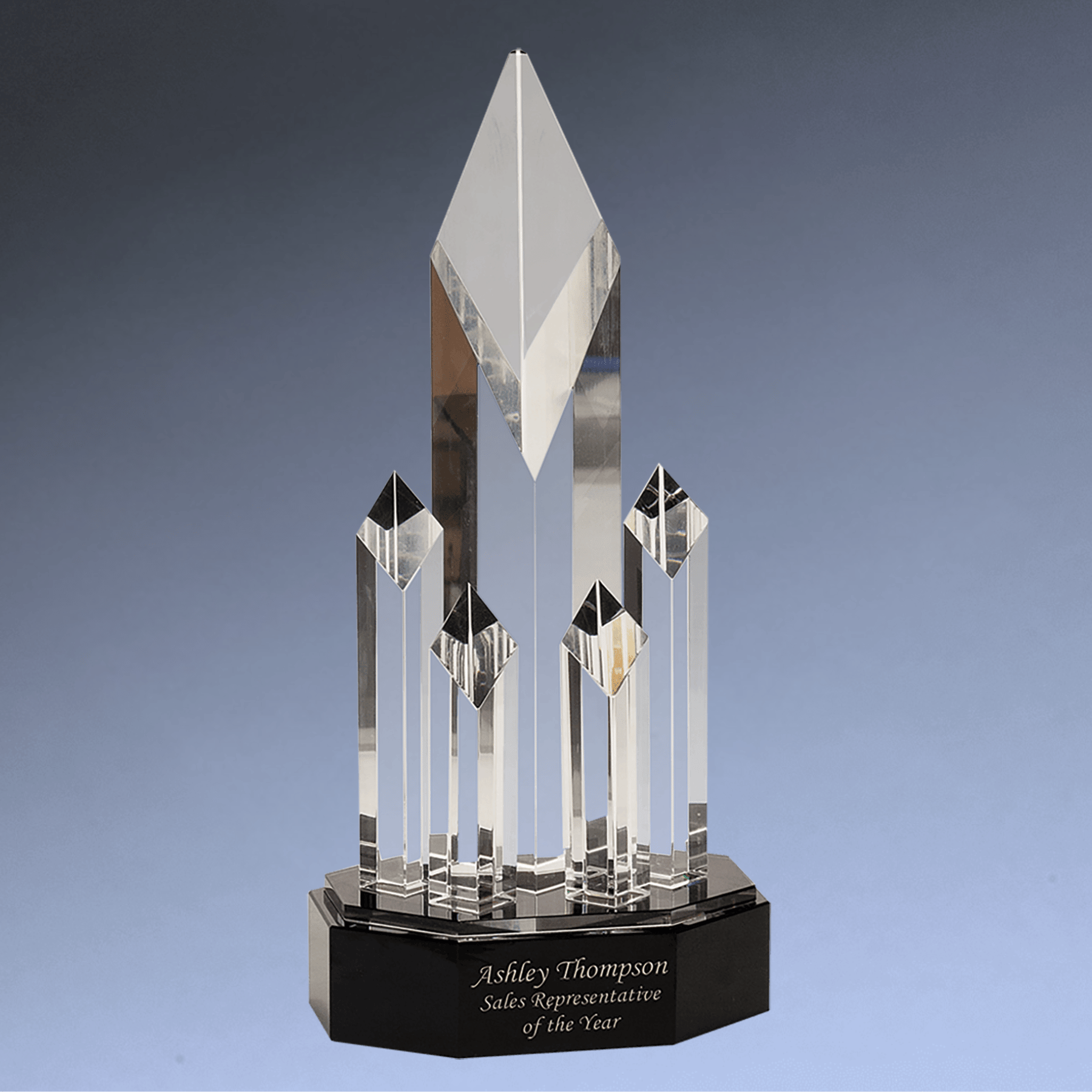 Clear Crystal 5 Rising Diamond Award on Black Pedestal Base 5 1/4"(L) x 11"(H)