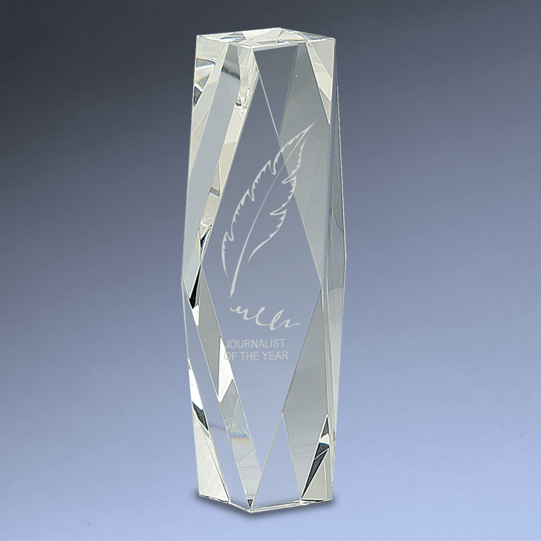 Crystal Facet Tower Award with Custom Engraving 12"