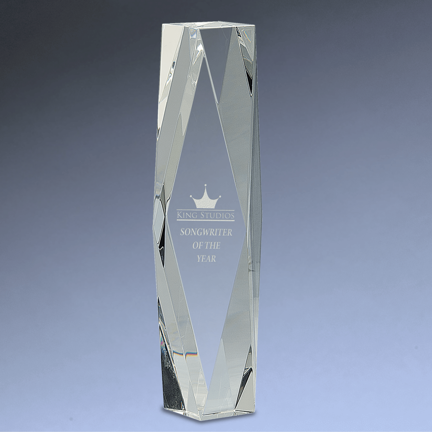Crystal Facet Tower Award with Custom Engraving 10"