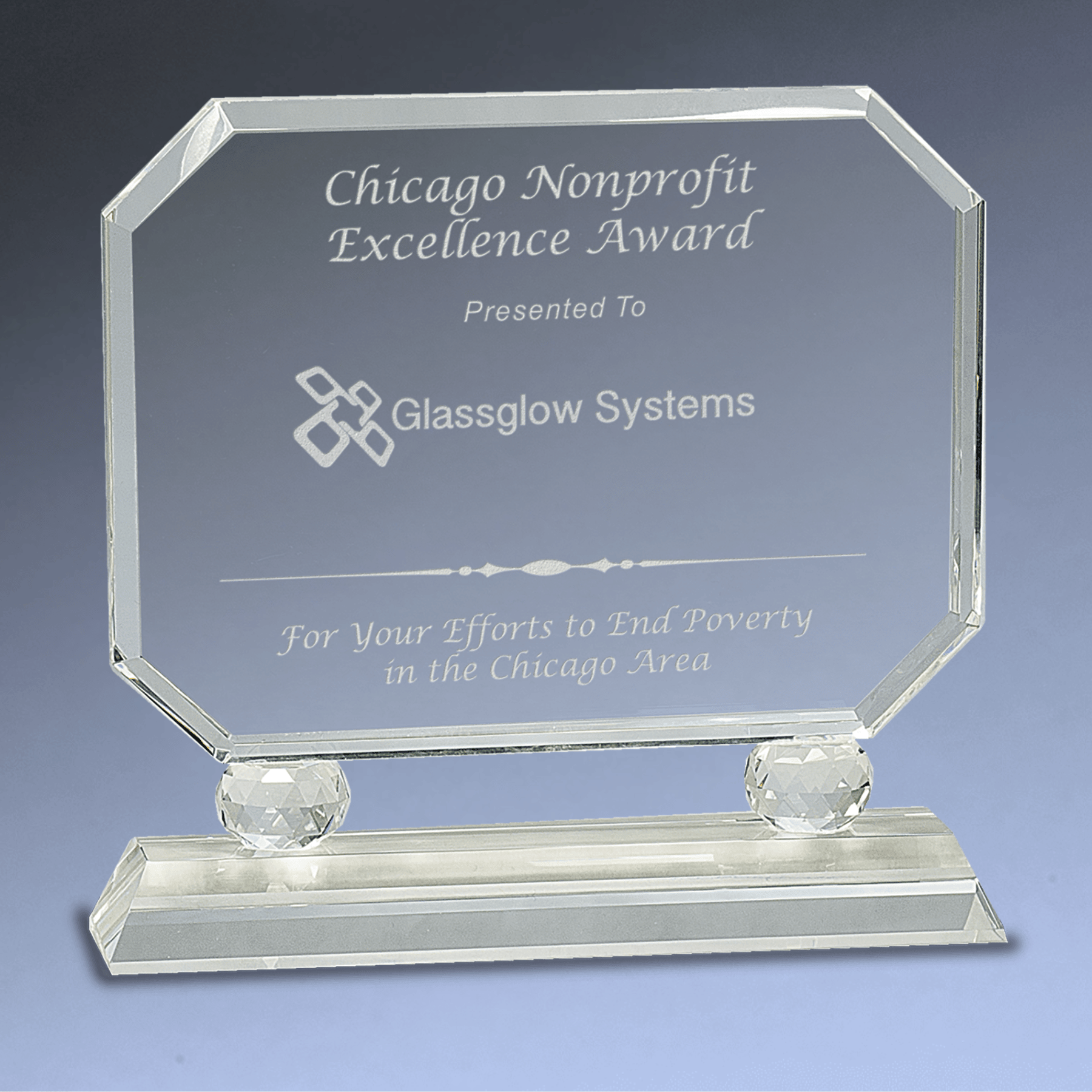 Rectangle Crystal Award with Diamond Risers and Crystal Base Clear Crystal / 6"