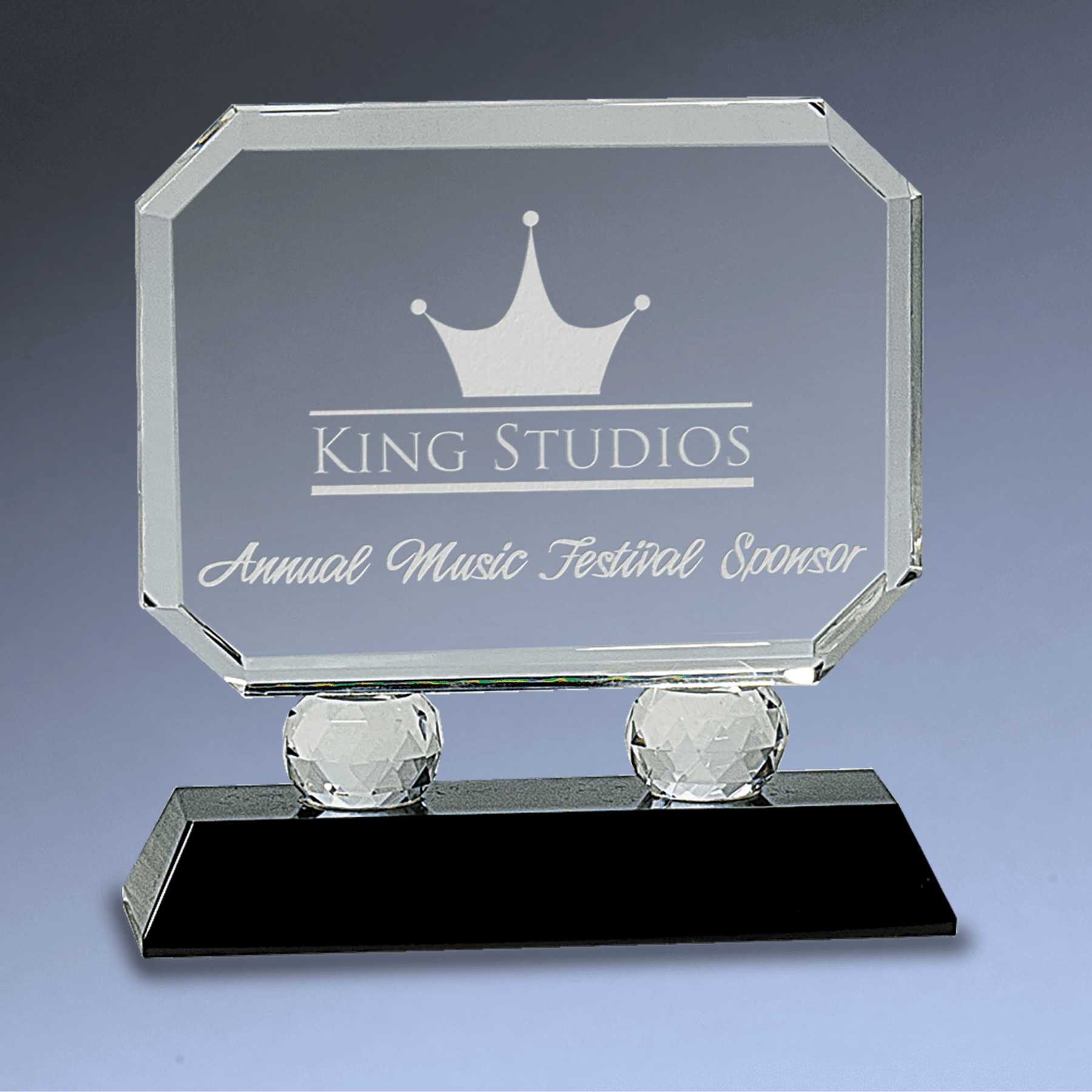 Rectangle Crystal Award with Diamond Risers and Crystal Base Clear Crystal / 6"