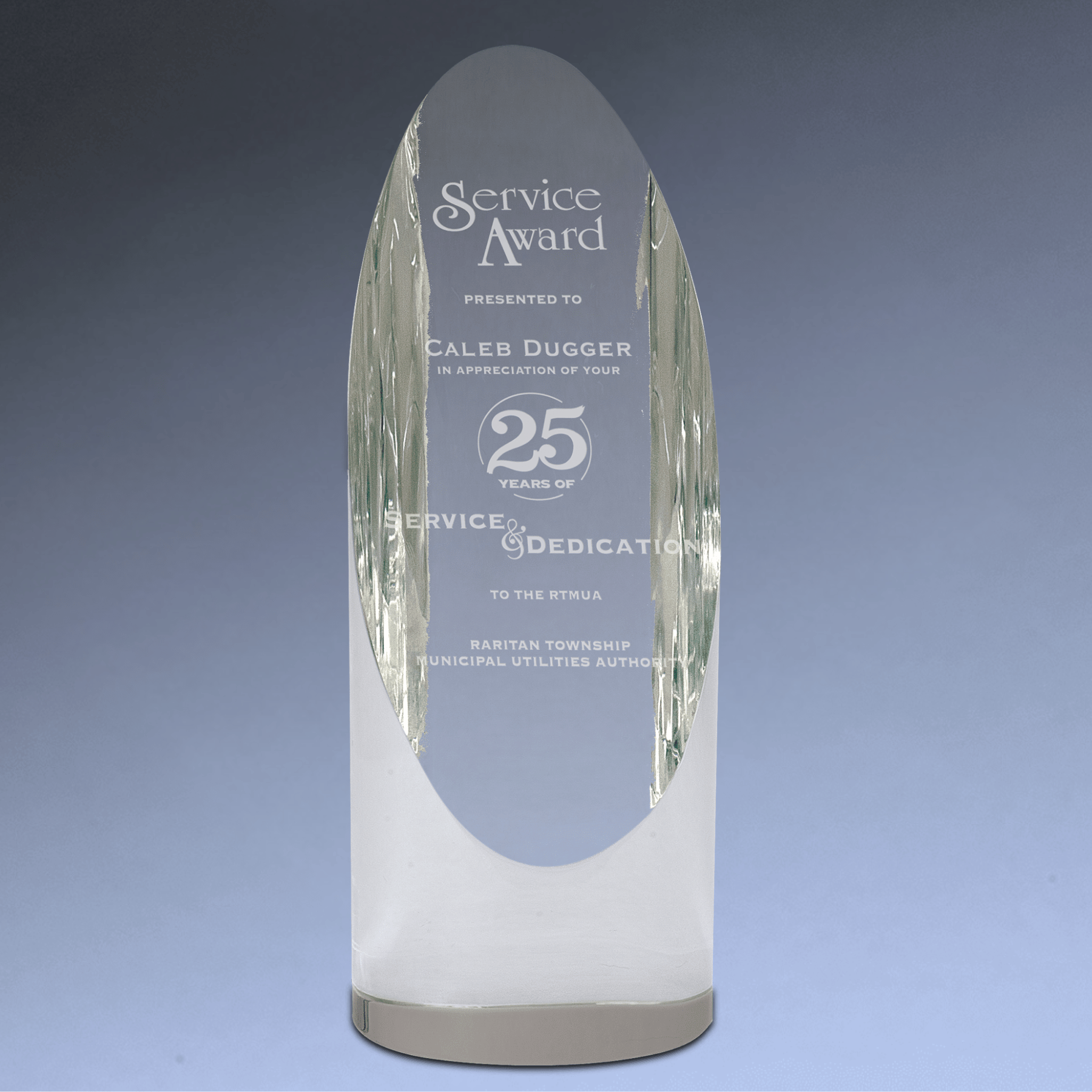 Slant-Top Cylinder Crystal Award with Custom Engraving 6 1/2"