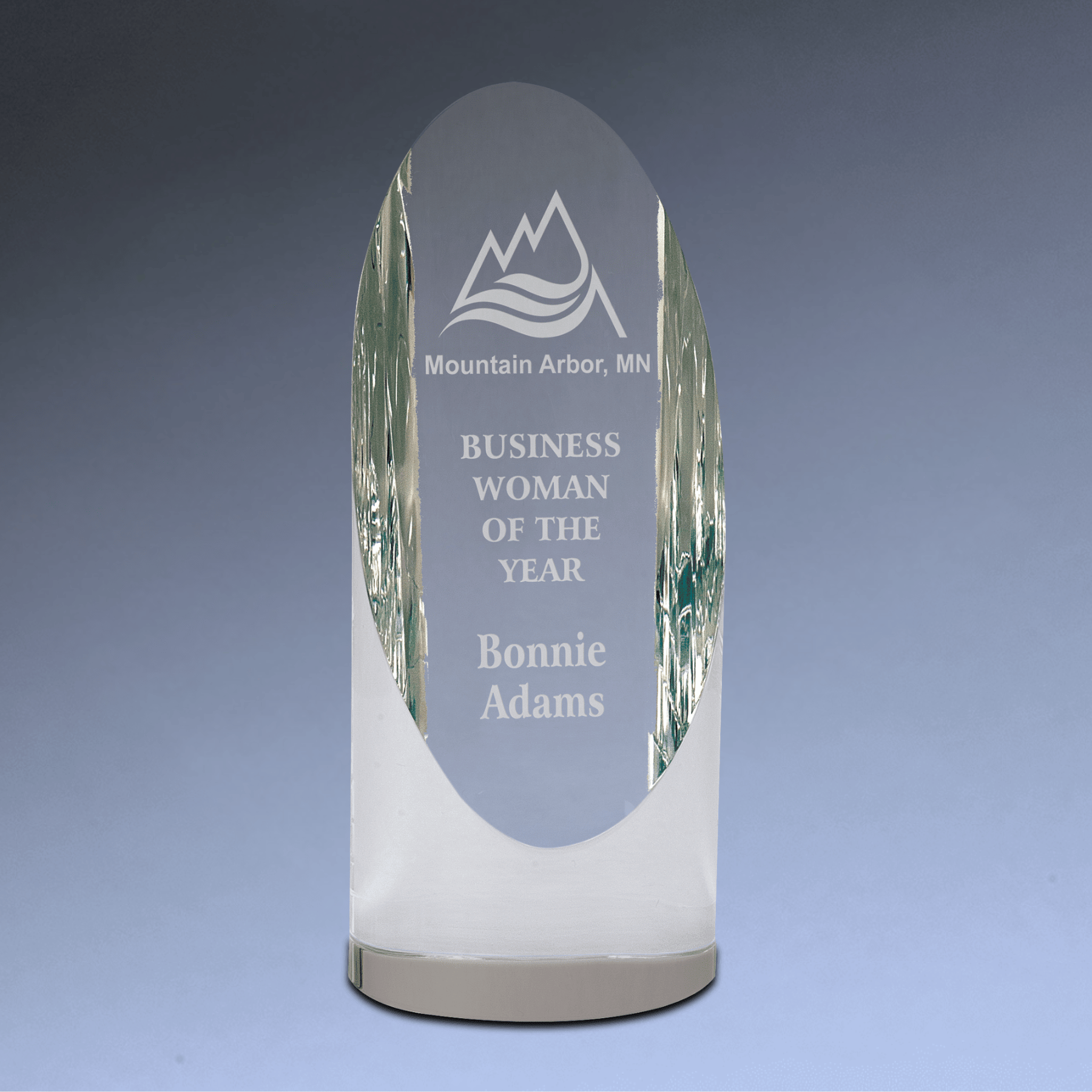 Slant-Top Cylinder Crystal Award with Custom Engraving 5 1/2"