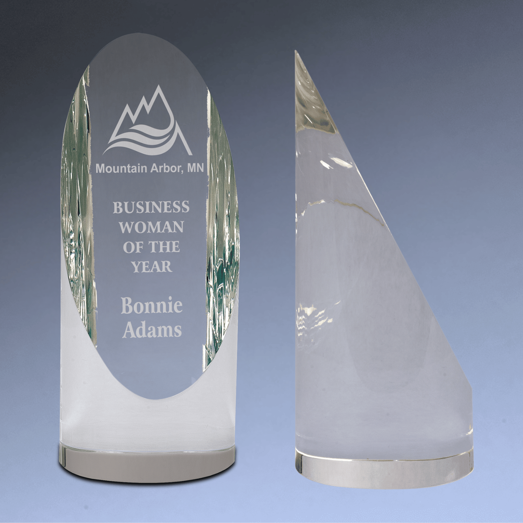 Slant-Top Cylinder Crystal Award with Custom Engraving 5 1/2"
