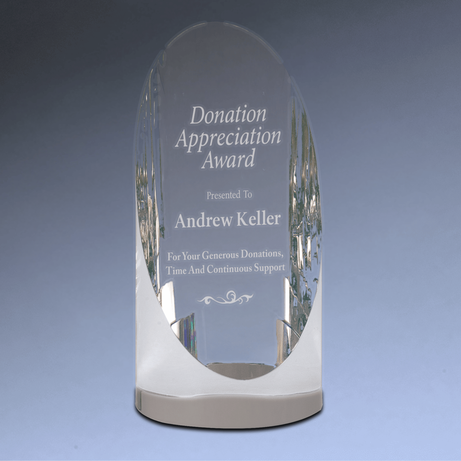 Slant-Top Cylinder Crystal Award with Custom Engraving 5 1/2"
