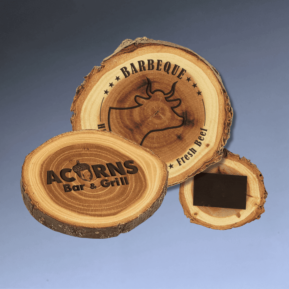 Custom Engraved Log Coasters and Trivets - Rustic Decor