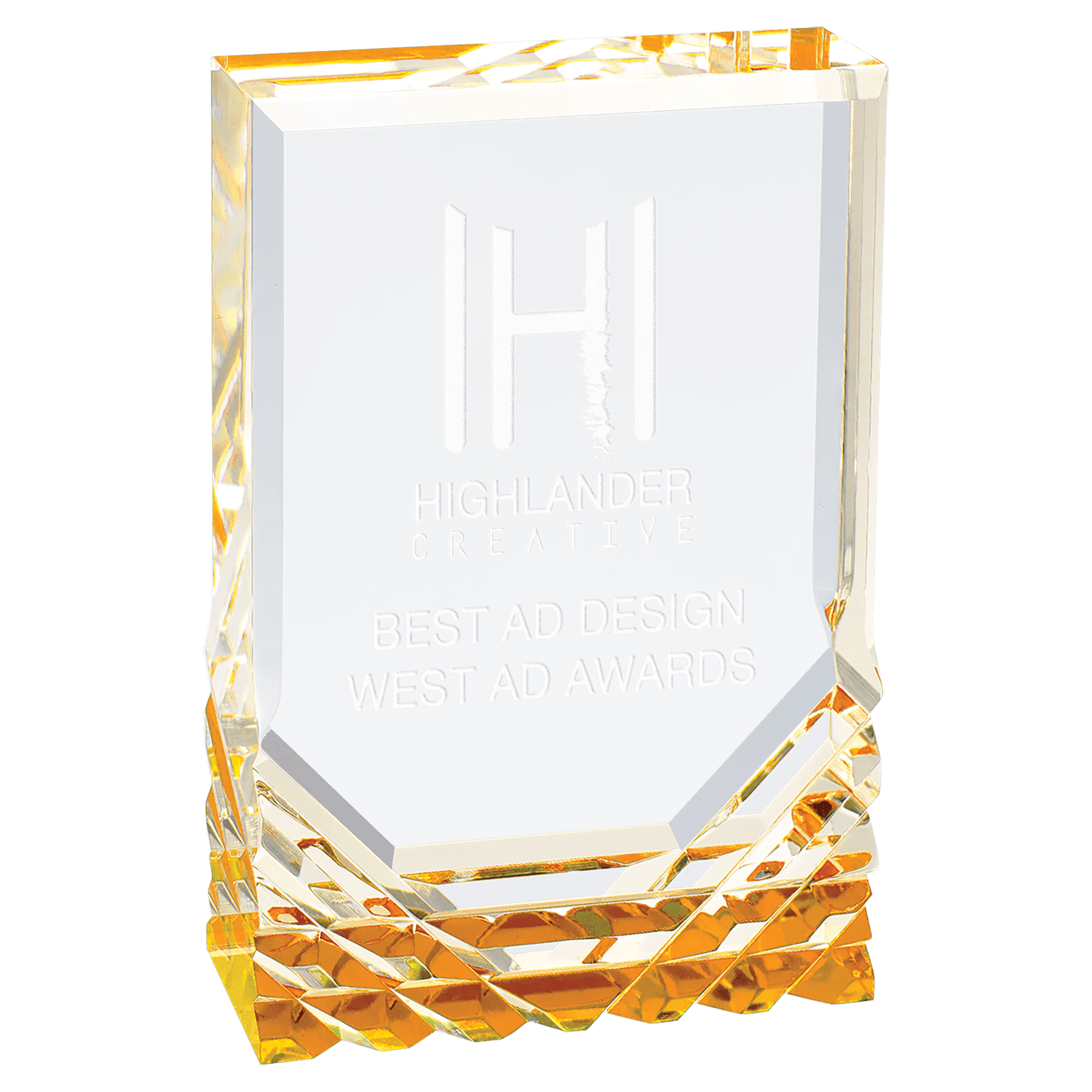 Jewel Mirage Acrylic Award – Custom Engraved with Blue or Gold Accents Blue / 3 1/2" x 5"