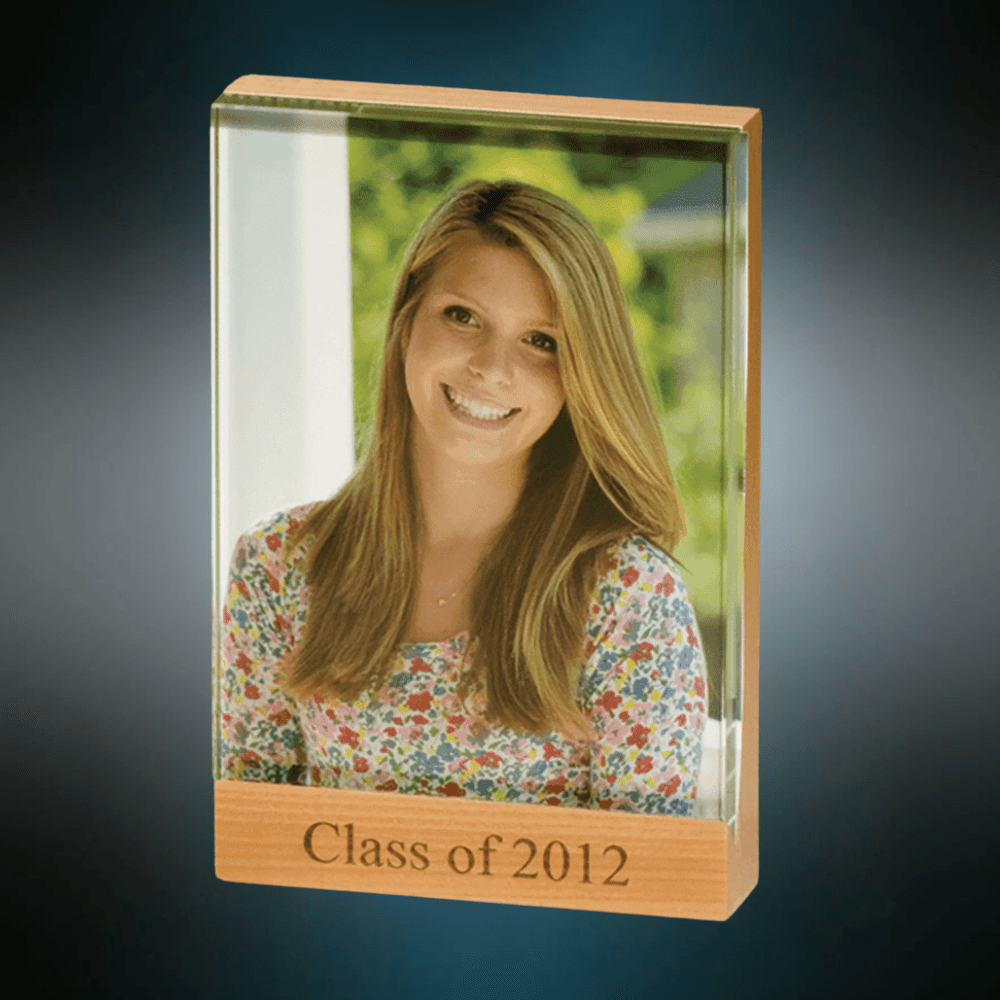 Personalized Maple and Glass Picture Frame Display With Maple Engraving / 4 x 6 1/2"