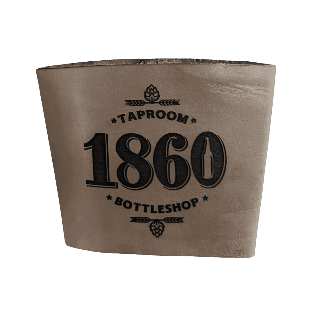 Custom Leather Pint Glass Sleeve with Engraved Personalization