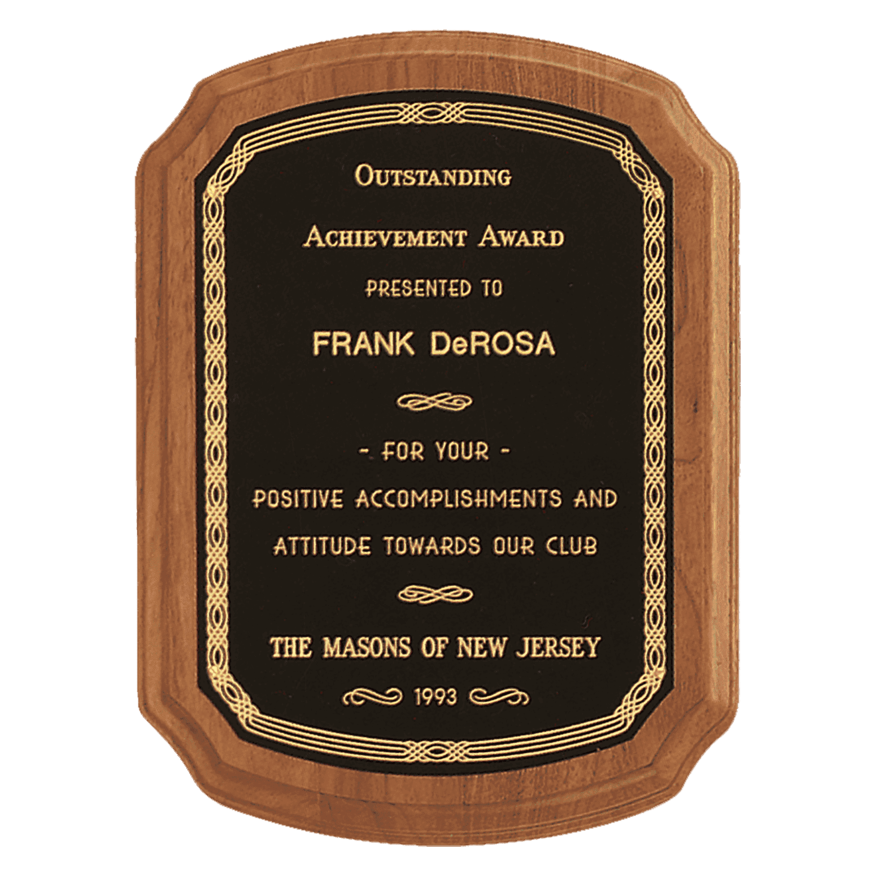 Coventry Series American Walnut Award Plaque - Clipped Corners