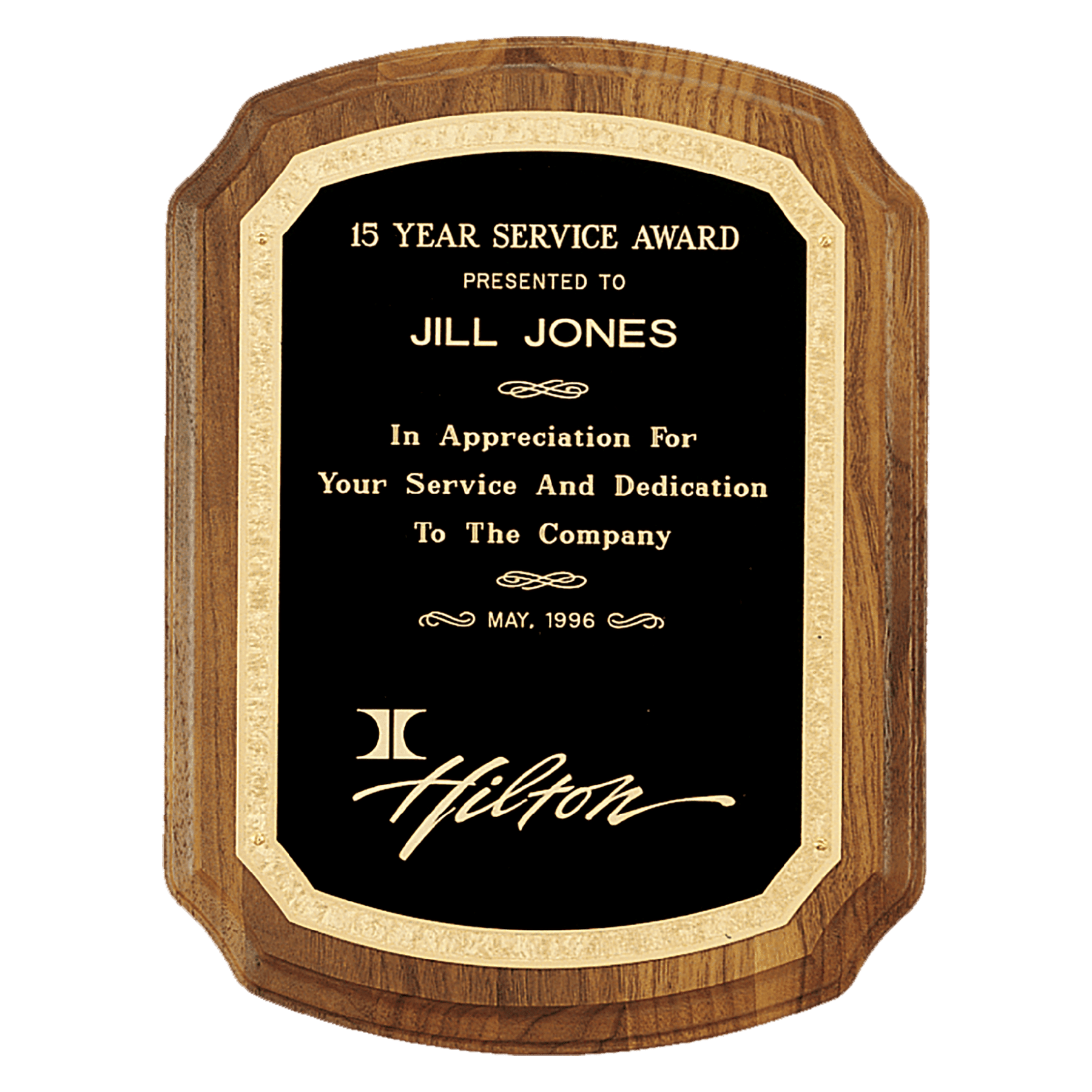 American Walnut Recognition Plaques with Florentine Brass Plates