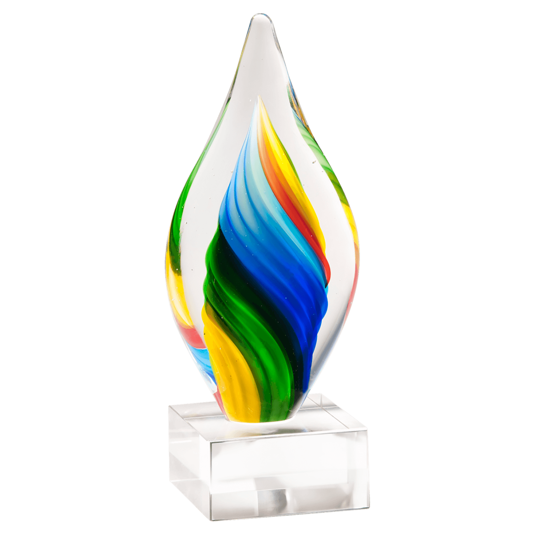 Personalized Art Glass Award Sculpture | Hand-Blown Glass - Rainbow Twist