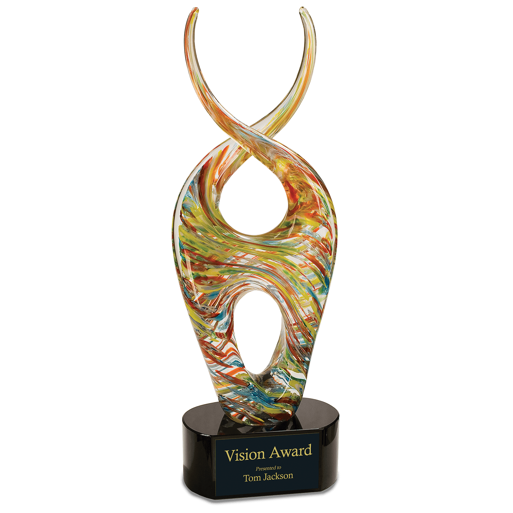 Personalized Art Glass Award Sculpture | Hand-Blown Glass - Color Twist
