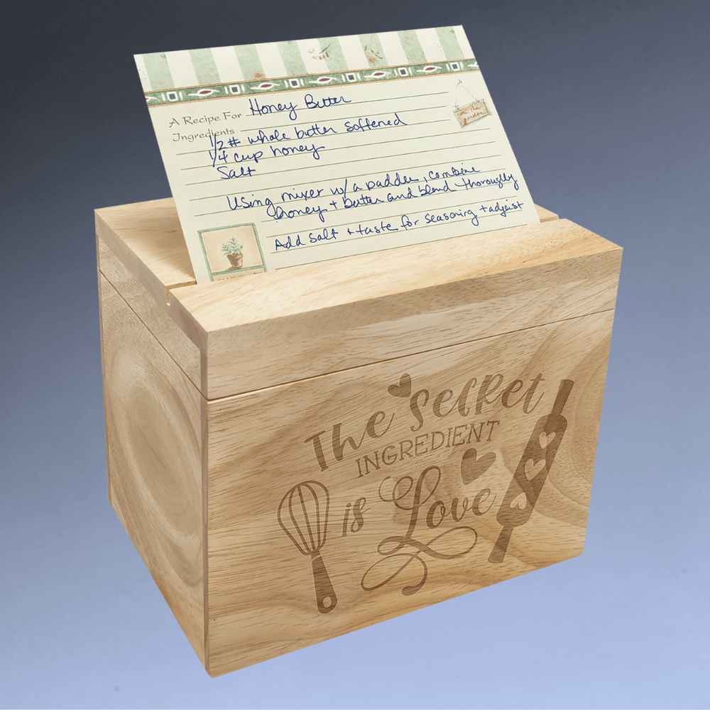 Custom Engraved Wood Recipe Box