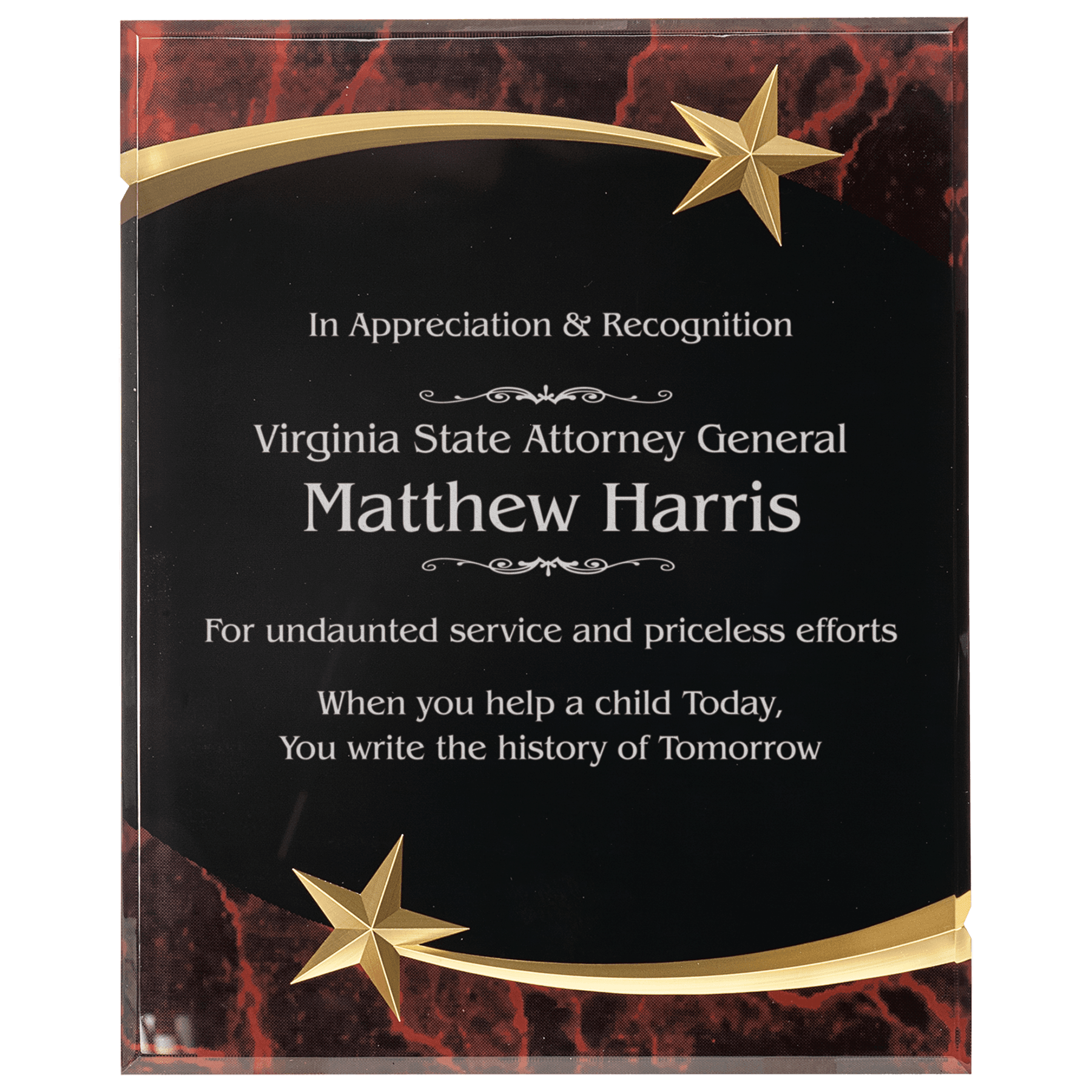 Shooting Star Acrylic Award Plaque – Marbleized & Custom Engraved Blue / 7 x 9"