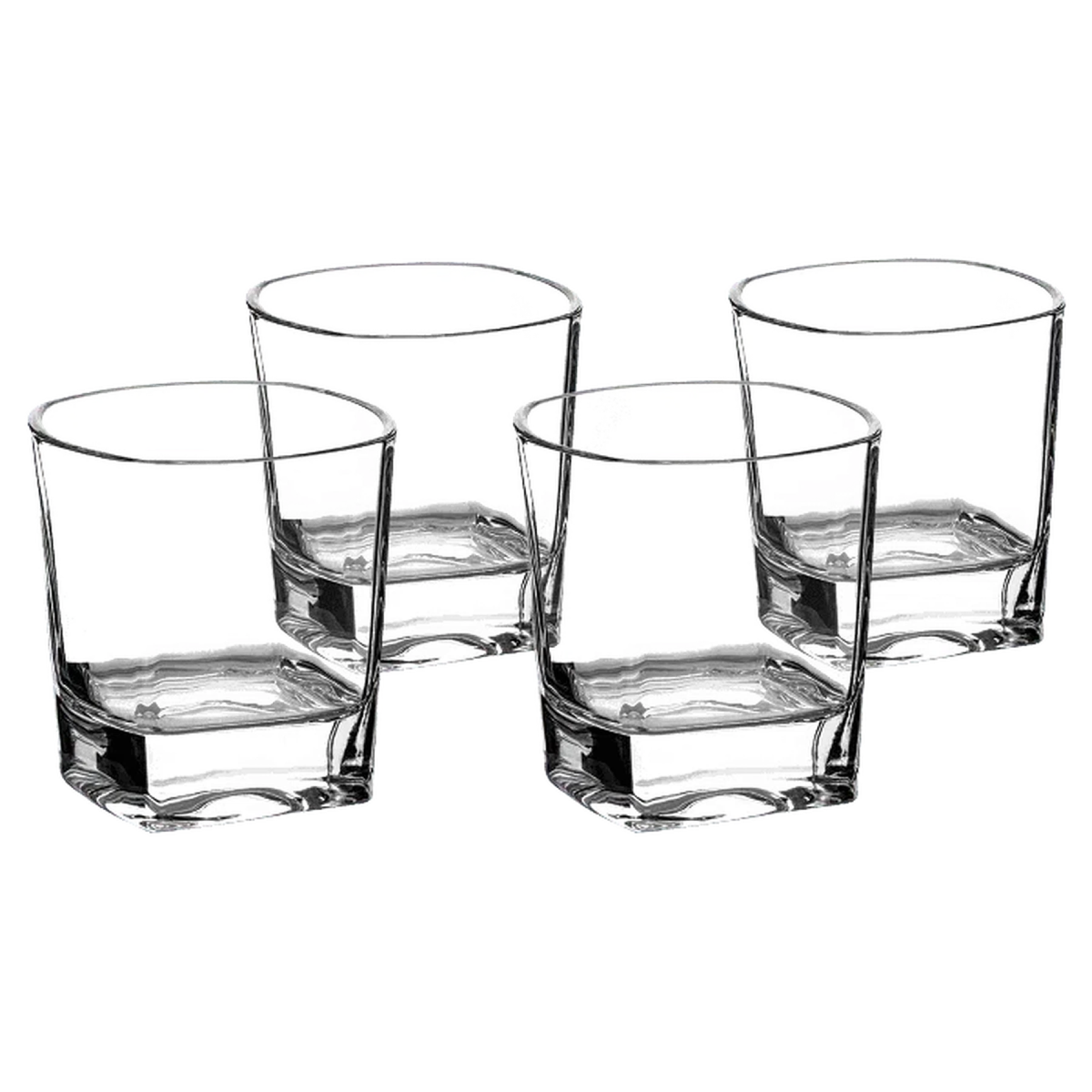 Custom Engraved Whiskey Glasses - Set of 4 Gift Set Square Diamond Cut Bottom / 8 oz.