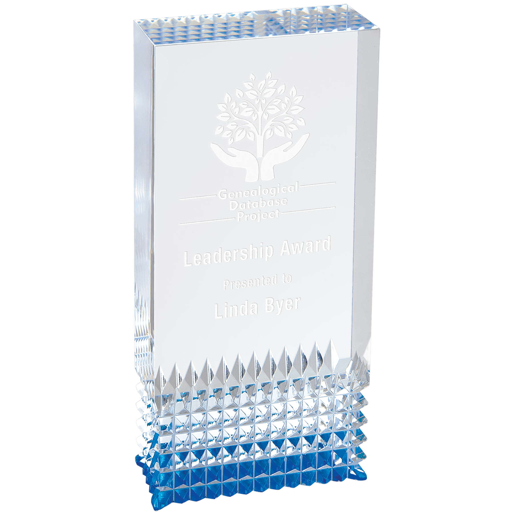 Tribute Acrylic Awards - Prestigous Award Recognition with Color Accents Blue / 2 3/4" x 6"