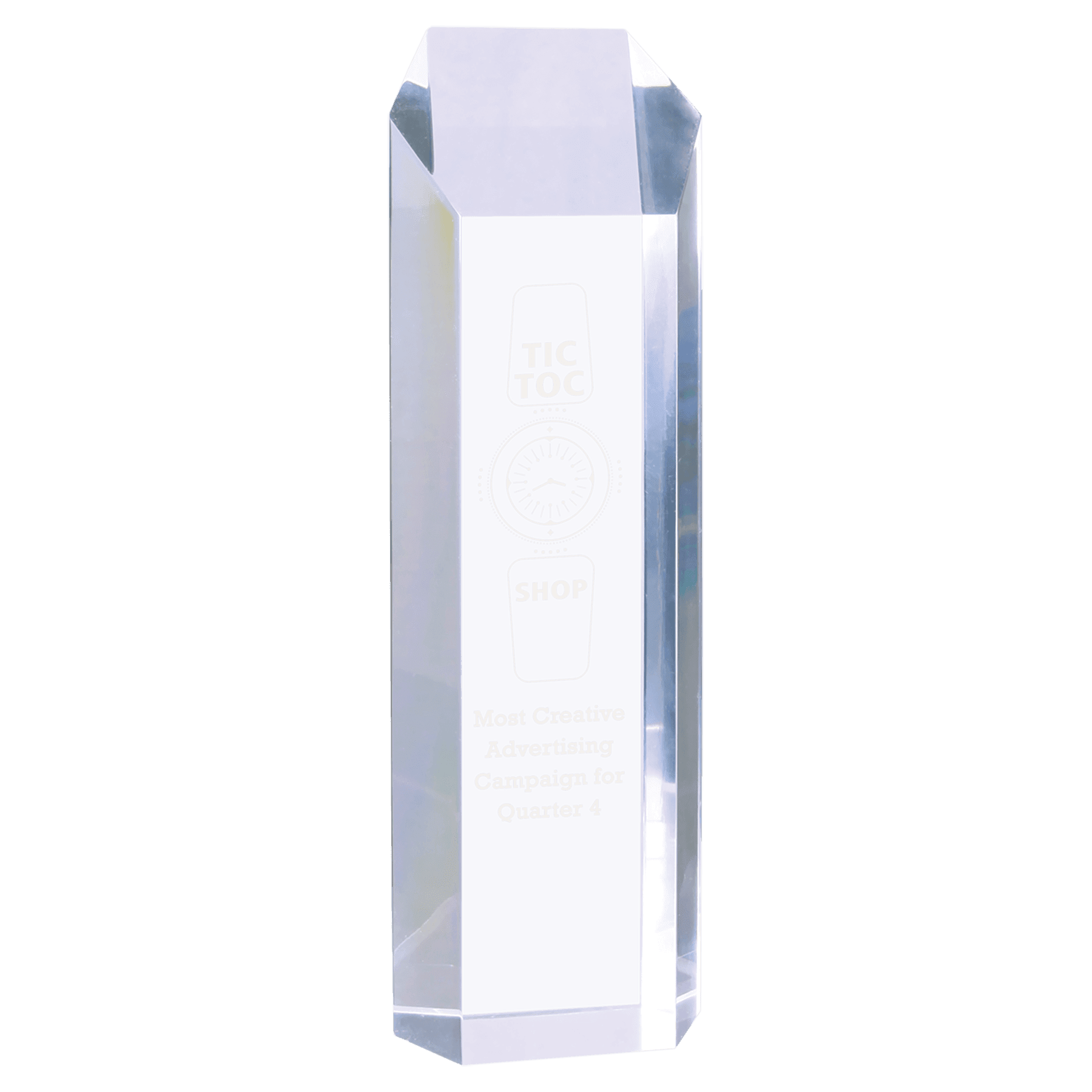 Premier Tower Acrylic Awards - Self-Standing Tribute Blue / 3" x 10"