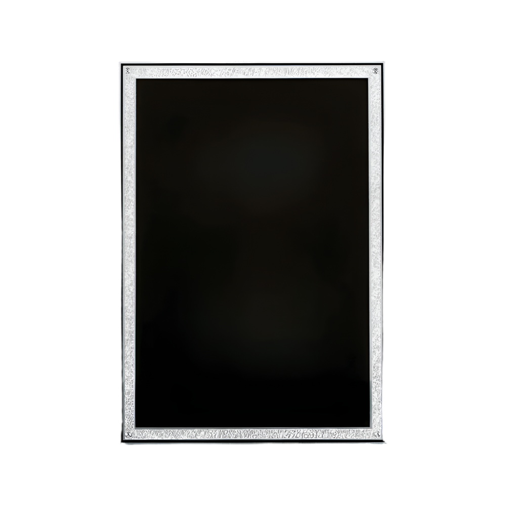 Elegant Black Plaque Plate with Silver Florentine Border Silver Florentine Border / 4" x 6"