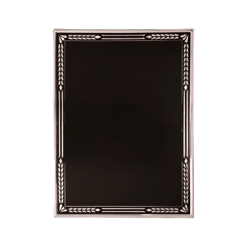 Aluminum Hi-Relief Stamped Plaque Plates | Silver or Black 3D Accents Black/Silver / 4" x 6"