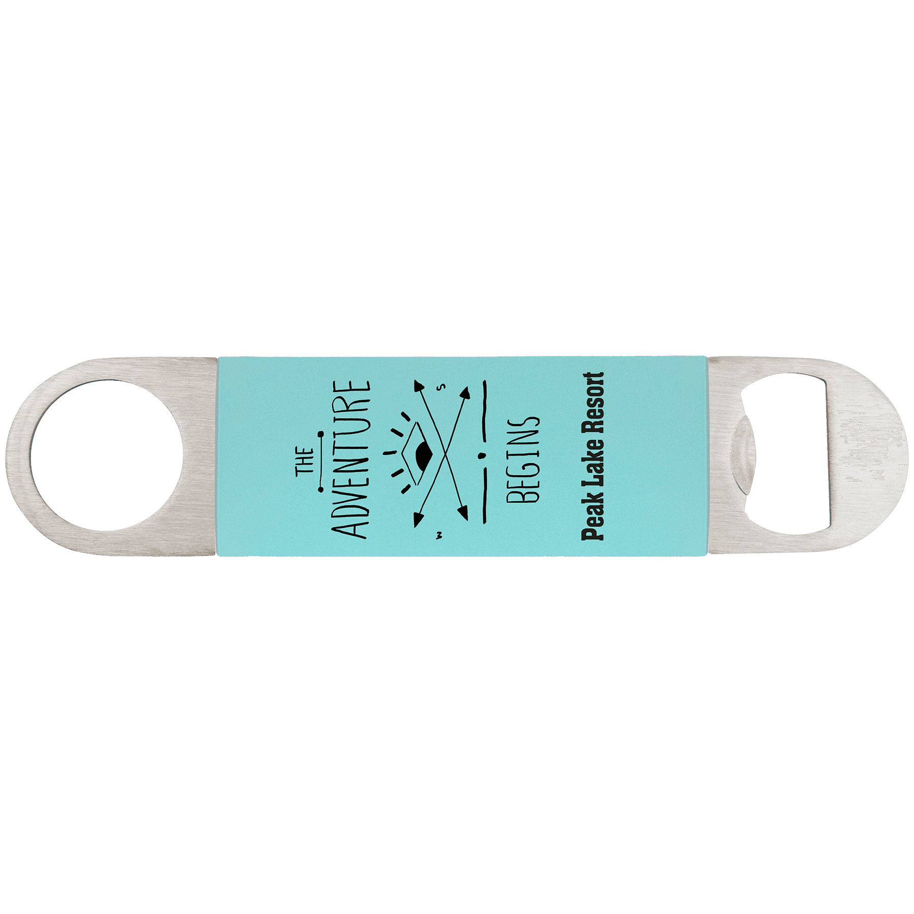 Personalized Bottle Openers - Extra Long Bar Style with Wide Ring Silicone / Teal / 7" x 1 1/2"