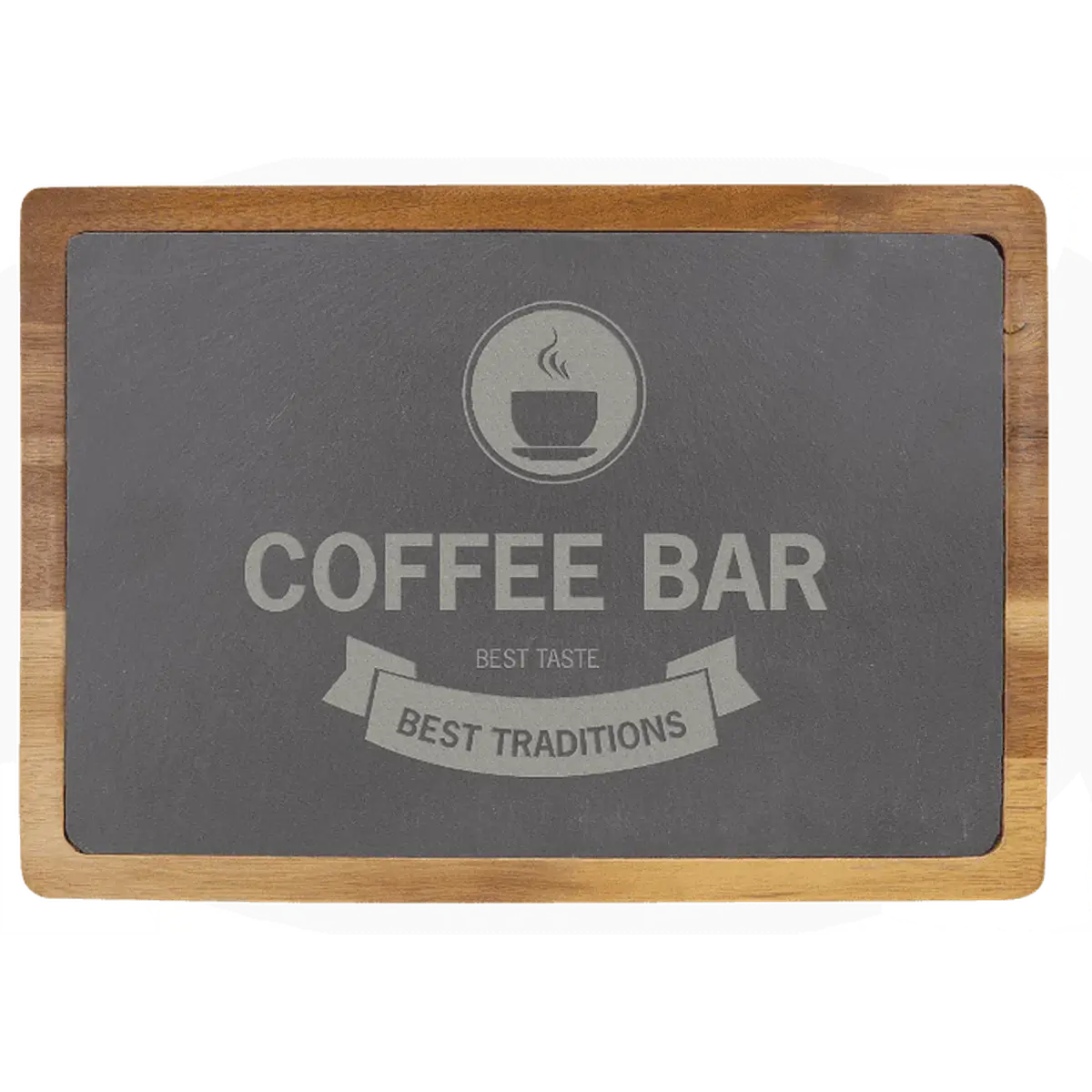 Engraved Acacia and Slate Cutting Board – For Serving and Charcuterie Design Your Own / 13" x 9"