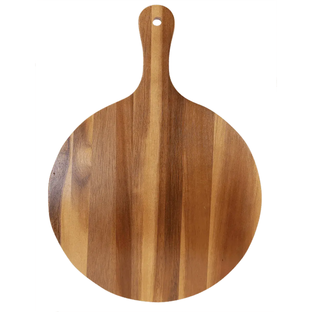 Custom Engraved Round Acacia Wood and Slate Cutting Board with Handle 8 1/4" x 12 1/4"