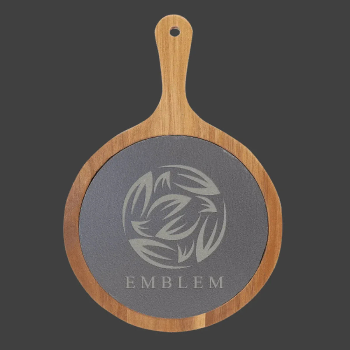Personalized Acacia Wood/Slate Cutting Board (Round) 8 1/4" x 12 1/4"