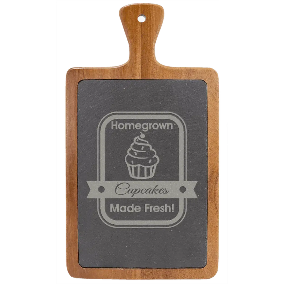 Custom Engraved Acacia and Slate Cutting and Charcuterie Boards 13 1/4" x 7"