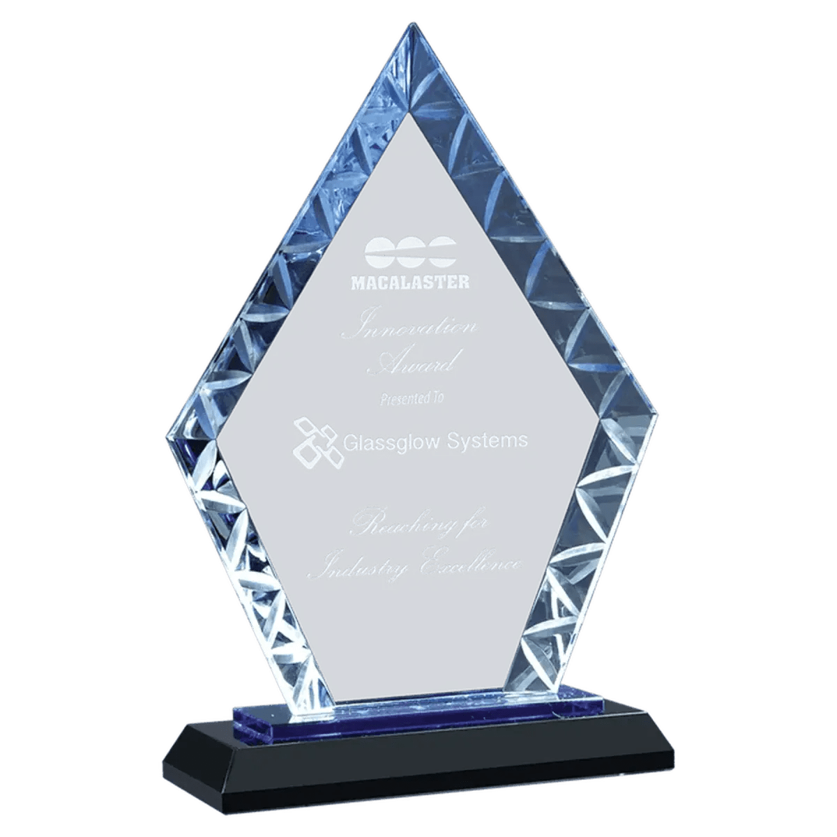 Accent Glass Awards in Fan, Flame, and Diamond Designs - Rectangle