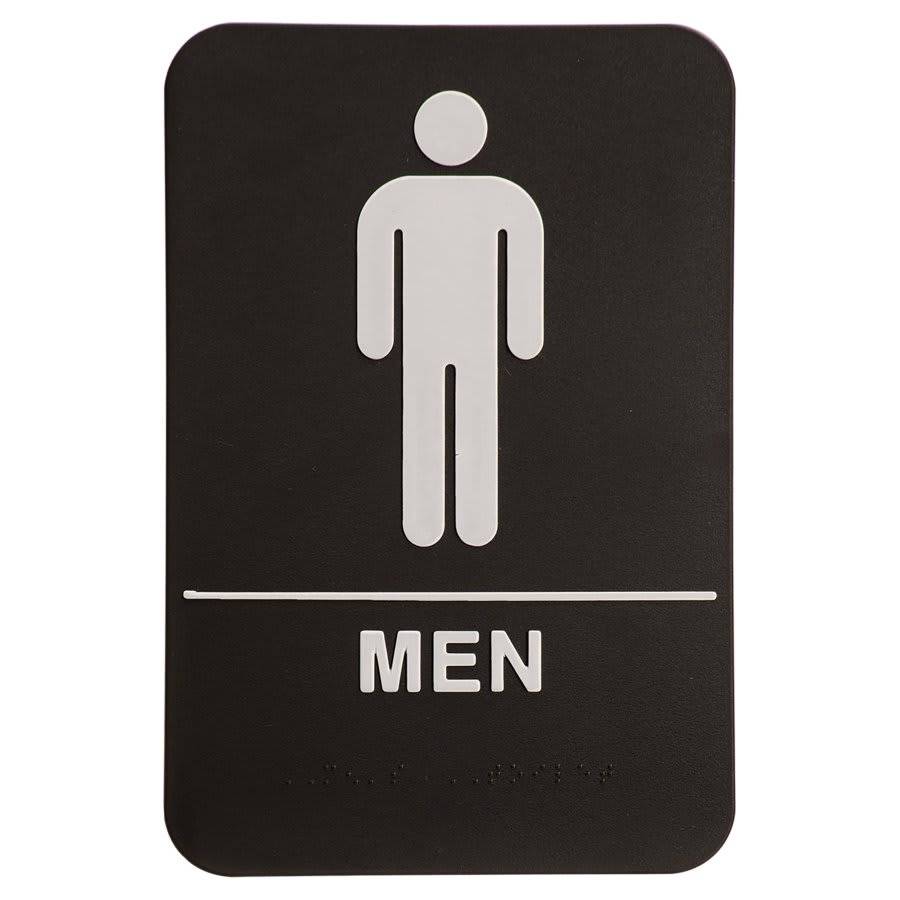 ADA Compliant Signs - Restroom and Access Signs with Braille Men's Restroom ADA Sign / Black / 6" x 9"