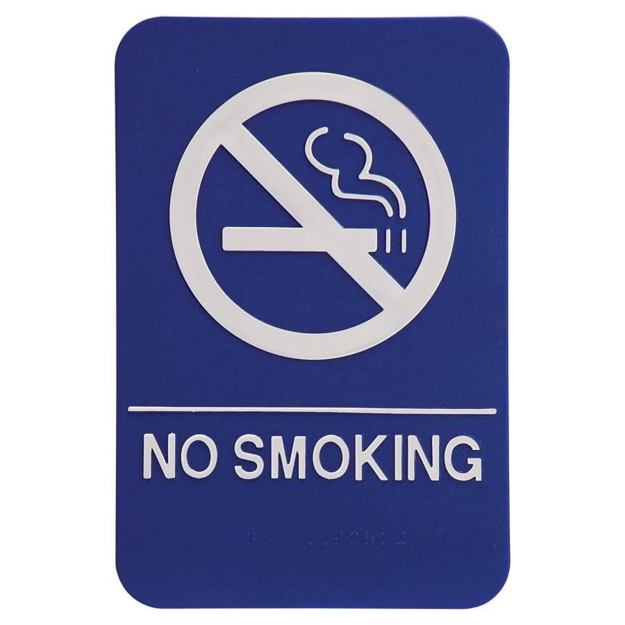 ADA Compliant Signs - Restroom and Access Signs with Braille No Smoking ADA Sign / Blue / 6" x 9"