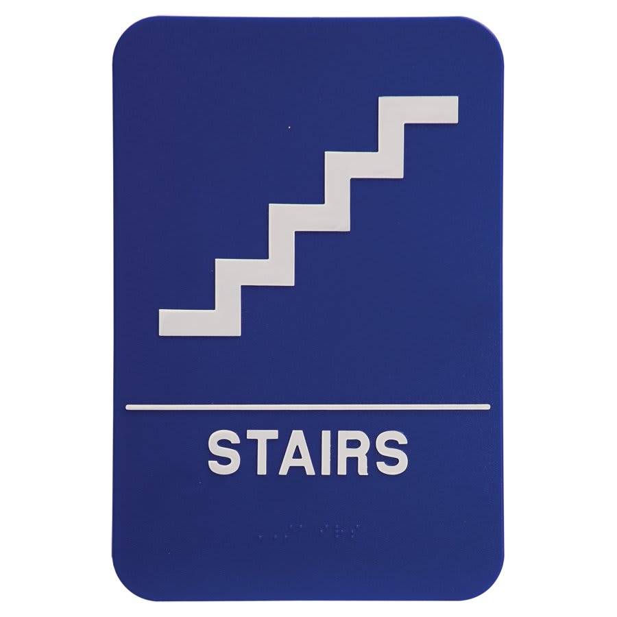 ADA Compliant Signs - Restroom and Access Signs with Braille Stairs ADA Sign / Blue / 6" x 9"