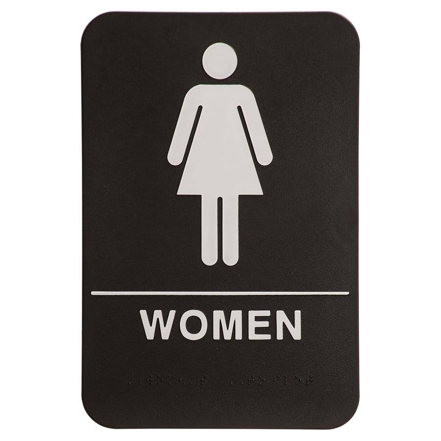 ADA Compliant Signs - Restroom and Access Signs with Braille Women's Restroom ADA Sign / Black / 6" x 9"
