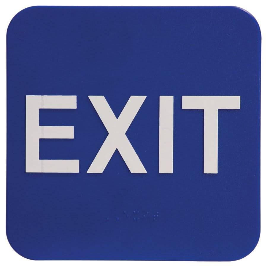 ADA Compliant Signs - Restroom and Access Signs with Braille Exit ADA Sign / Blue / 6" x 6"
