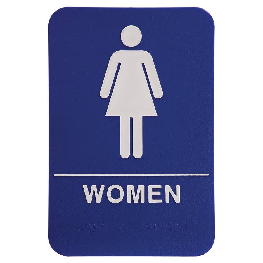 ADA Compliant Signs - Restroom and Access Signs with Braille Women's Restroom ADA Sign / Blue / 6" x 9"