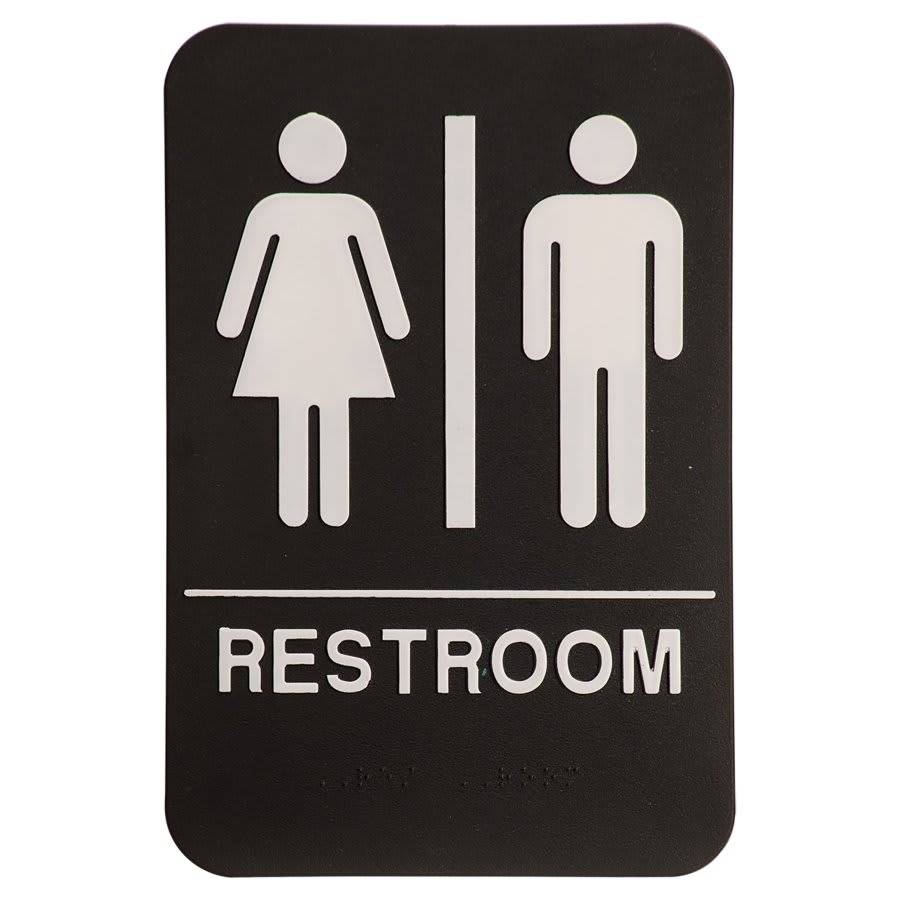 ADA Compliant Signs - Restroom and Access Signs with Braille Unisex Restroom ADA Sign / Black / 6" x 9"