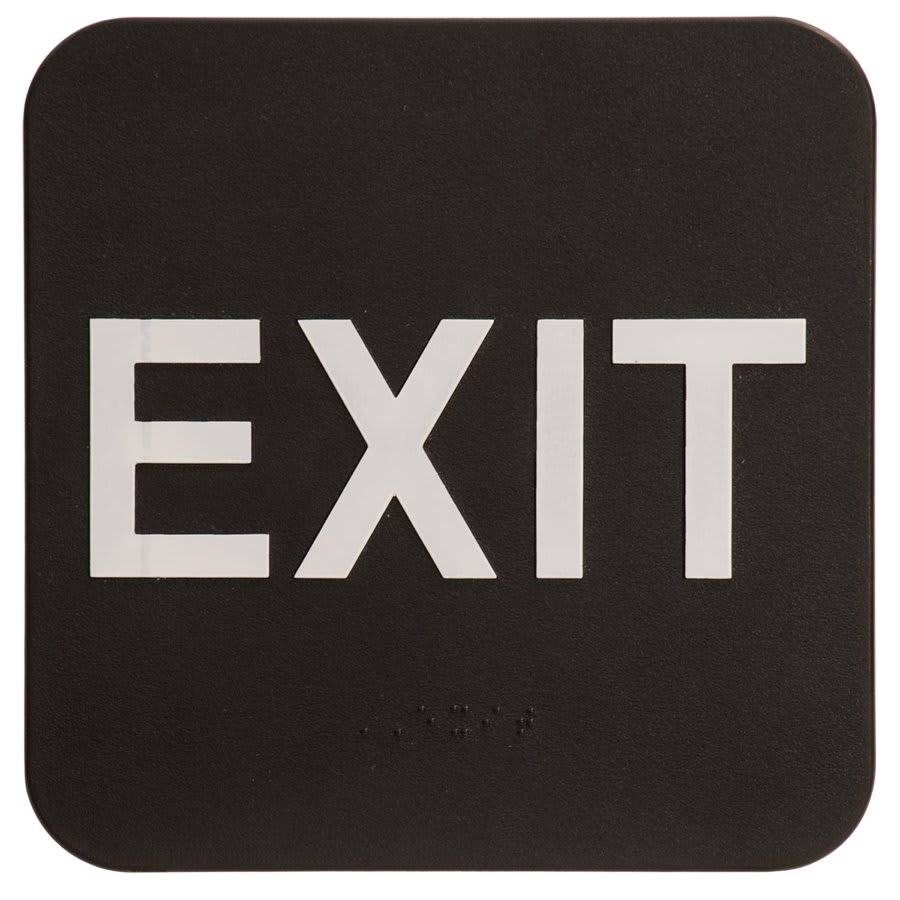 ADA Compliant Signs - Restroom and Access Signs with Braille Exit ADA Sign / Black / 6" x 6"
