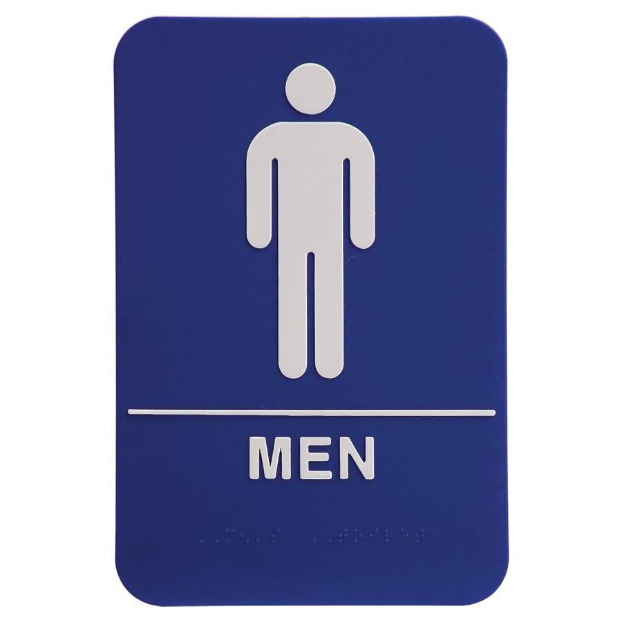 ADA Compliant Signs - Restroom and Access Signs with Braille Men's Restroom ADA Sign / Blue / 6" x 9"