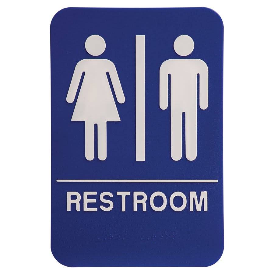 ADA Compliant Signs - Restroom and Access Signs with Braille Unisex Restroom ADA Sign / Blue / 6" x 9"