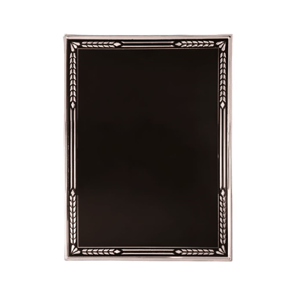 Aluminum Hi - Relief Stamped Plaque Plates | Silver or Black 3D Accents - Black/Silver