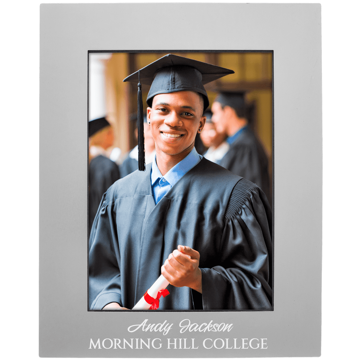 Aluminum Picture Frames in Silver or Black with Personalized Engraving - Silver