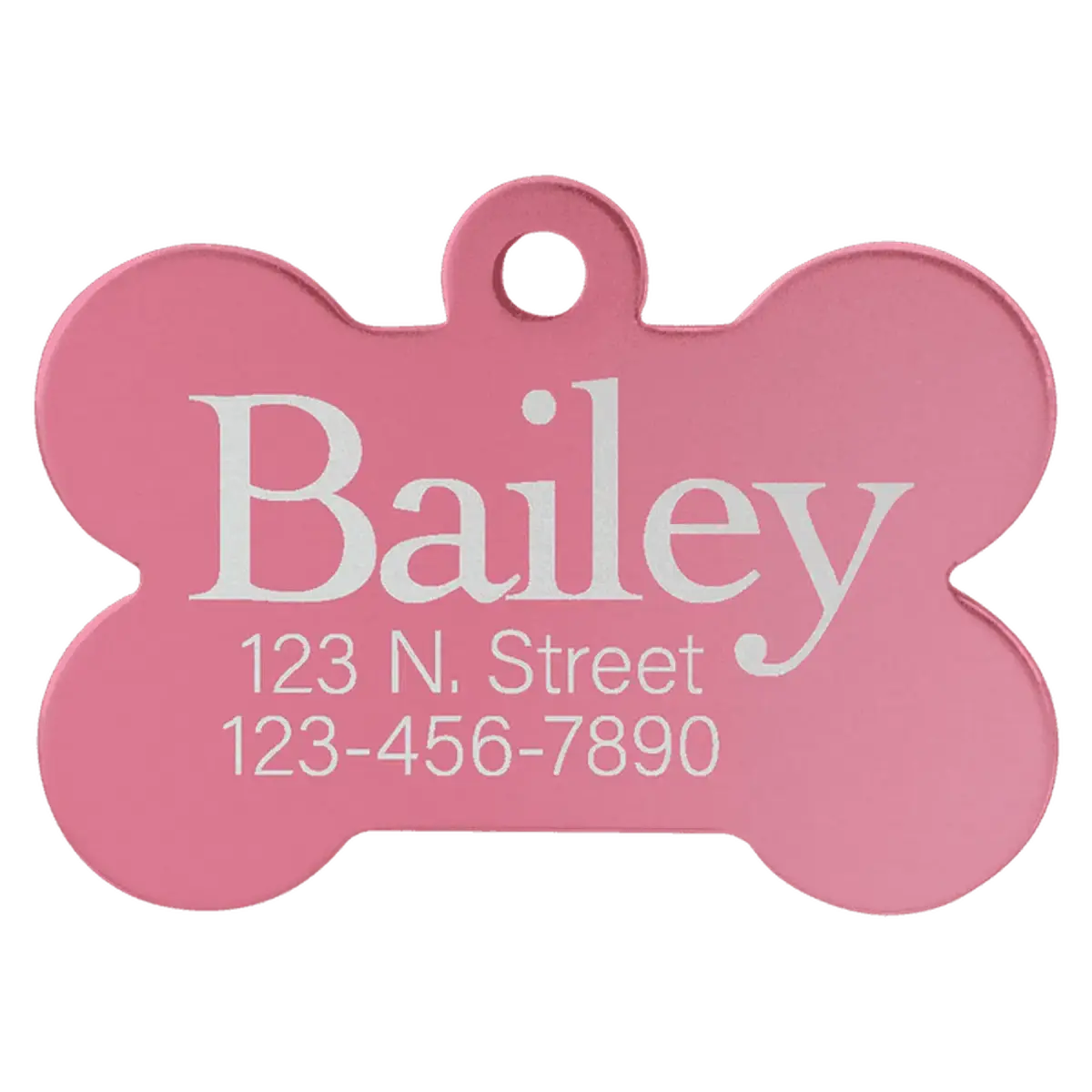 Personalized Pet Tags - Anodized Aluminum and Swarovski Crystal Bone / Pink / 1 1/2" x 1"