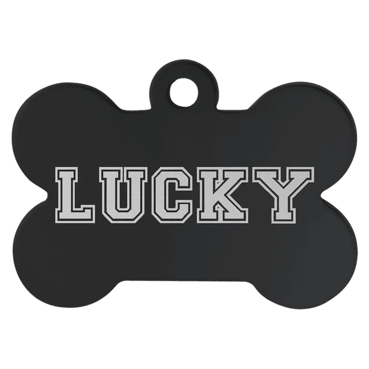 Personalized Pet Tags - Anodized Aluminum and Swarovski Crystal Bone / Black / 1 1/2" x 1"