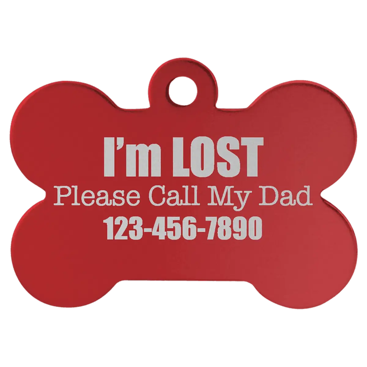 Personalized Pet Tags - Anodized Aluminum and Swarovski Crystal Bone / Red / 1 1/4" x 3/4"